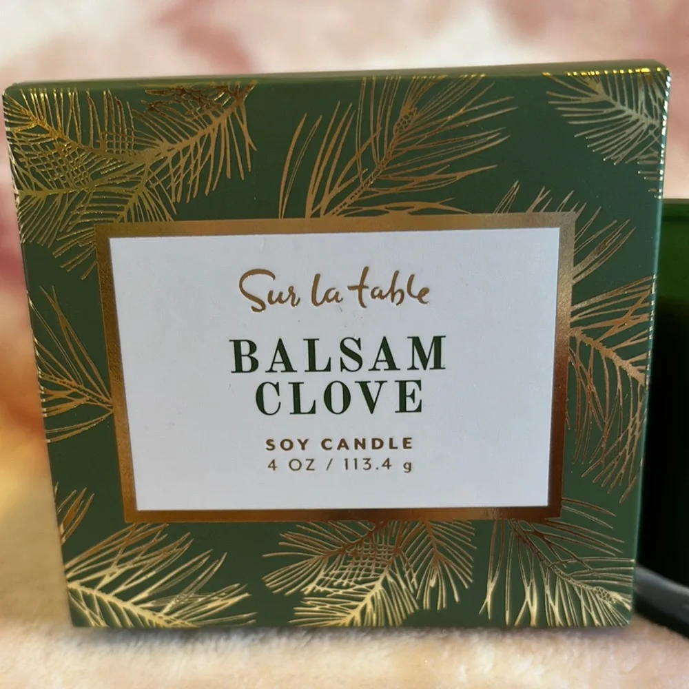 Sur La Table Balsam Clove Soy Candle Green Glass